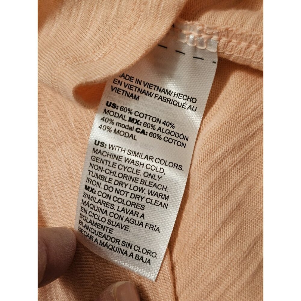 Chico's Slub Tee Hi Low 3Q Sleeves NWT Women's Size 1 Peach Colored - Picture 4 of 8
